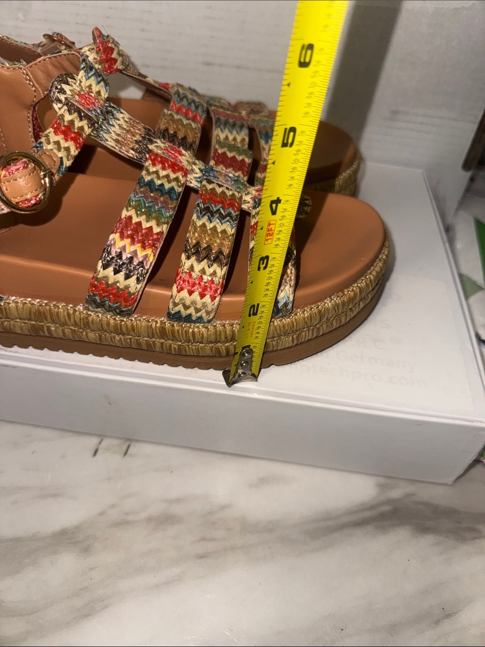 Crown Vintage Multicolor Woven Strappy Sandals with Tan Footbed - Picture 7 of 11